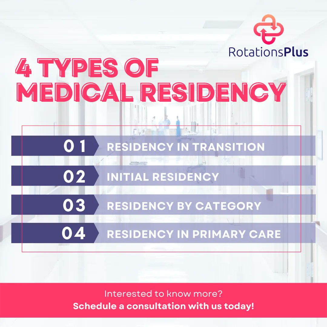 4 Types of Medical Residency:
- Transition 
- Preliminary
- Categorical
- Primary Care

#resident #medicine #medicalstudent #internationalmedicalgraduate #img #fmg #foreignmedicalgraduate #residencymatch #doctor #physician #IMG #usmle #theencouragingdoc