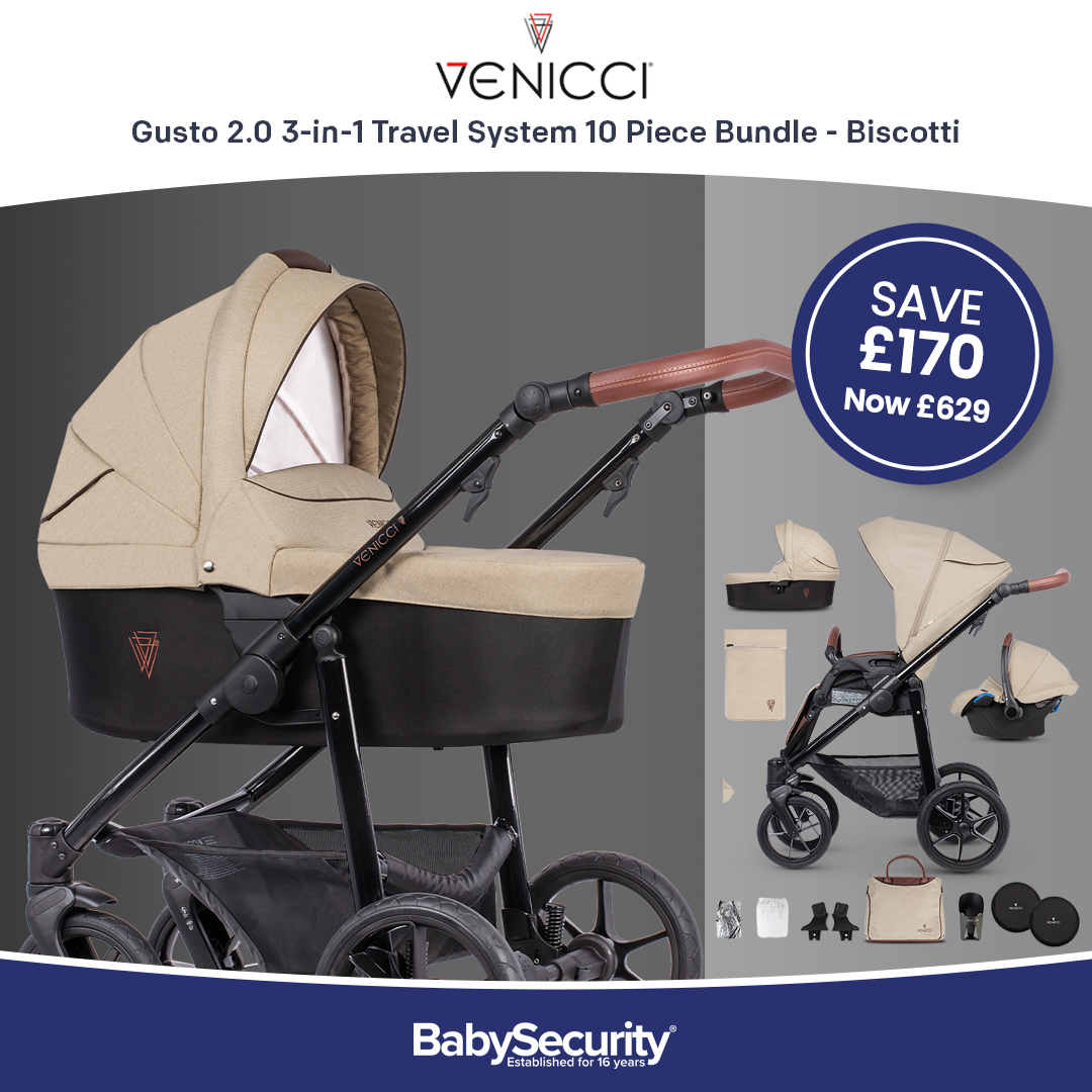 Venicci Gusto 2.0 in Biscotti - 3-in-1 Travel System inclusive of Frame, Carrycot, Stroller Seat, Car Seat, Changing Bag, Foot Muff, Rain Cover, Cup Holder, Adapters and Back Wheel Covers. So you'll be ready to head out and about in style. 
Shop here! ⬇
bit.ly/3hEz1M6