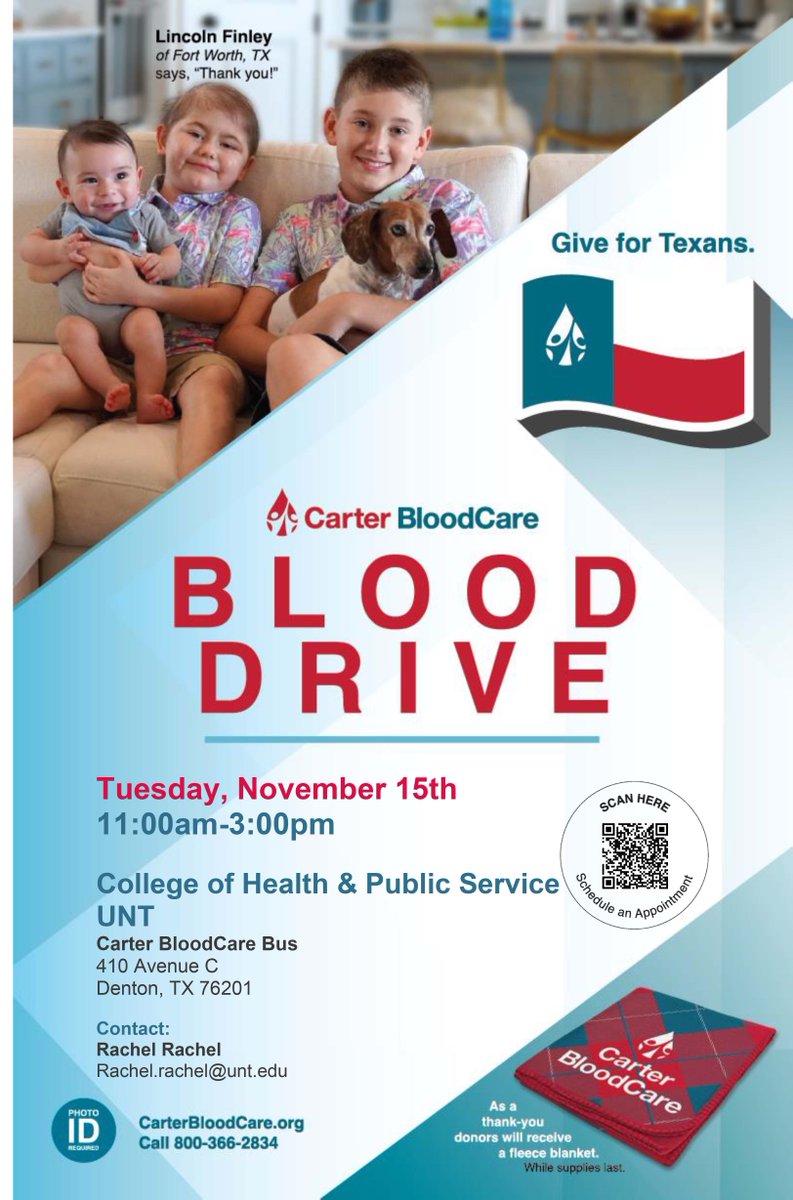 UNT College of HPS (@unthps) on Twitter photo Join <a href="/UNTHPSAdvising/">UNT HPS Advising</a> for a <a href="/CarterBloodCare/">Carter BloodCare</a> Blood Drive TOMORROW from 11AM-3PM outside Chilton Hall. Click here to sign up to save a life: ww3.greatpartners.org/donor/schedule… Join <a href="/UNTHPSAdvising/">UNT HPS Advising</a> for a <a href="/CarterBloodCare/">Carter BloodCare</a> Blood Drive TOMORROW from 11AM-3PM outside Chilton Hall. Click here to sign up to save a life: ww3.greatpartners.org/donor/schedule…