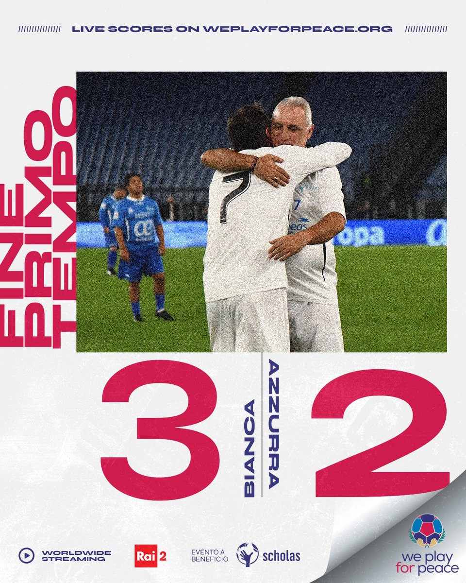 Si conclude il primo tempo con un 3 - 2 🤍🕊 Si vince solo per la Pace! 

#weplayforpeace