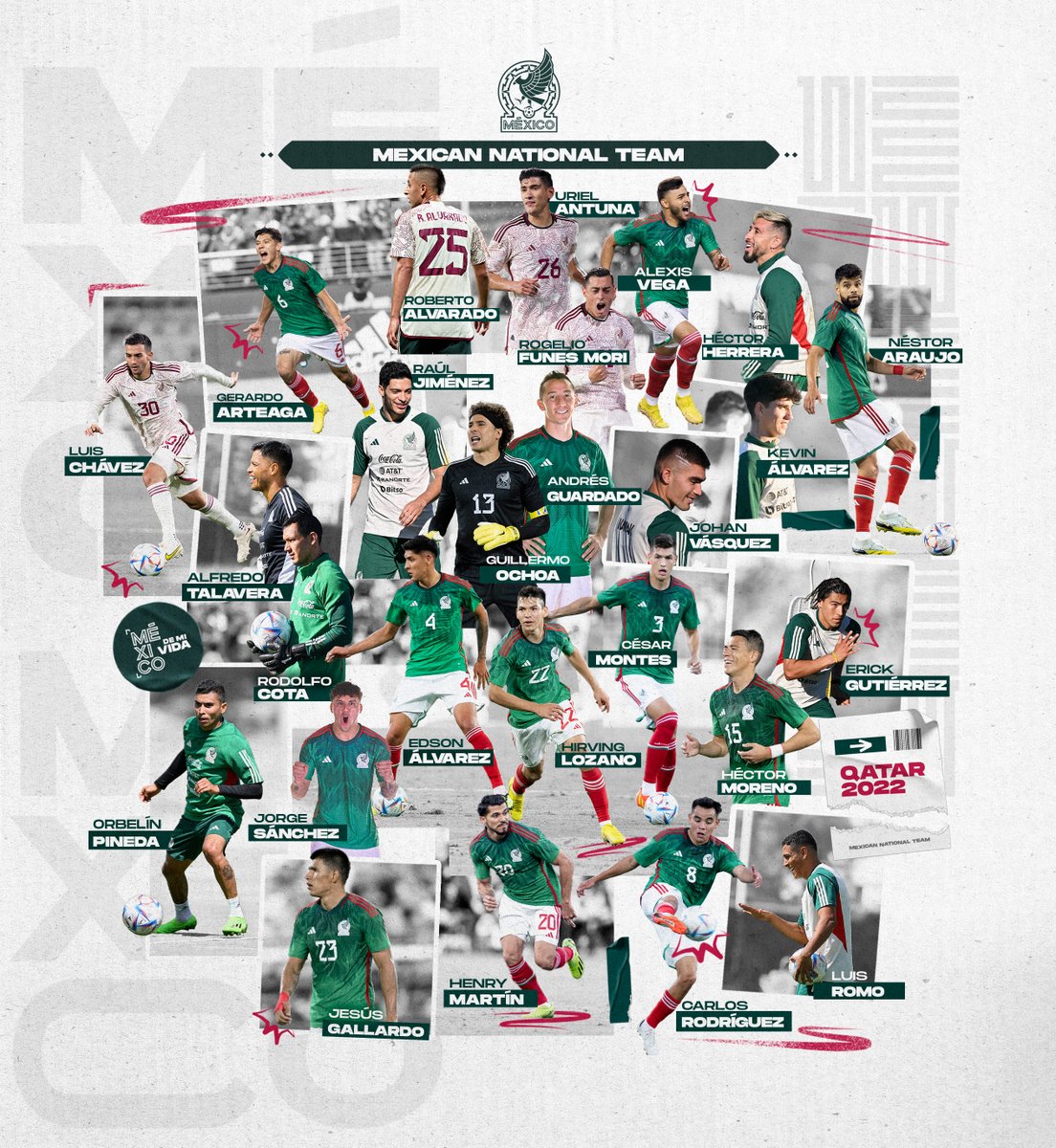 miseleccionmxEN's tweet image. Waited 𝟰 years for this moment (screams in Spanish)! 😱🇲🇽🔥

The 𝟮𝟲 players who will be representing millions of Mexicans on the pitch at the 🌎🏆. ⚽️

#MéxicoDeMiVida | #Qatar2022