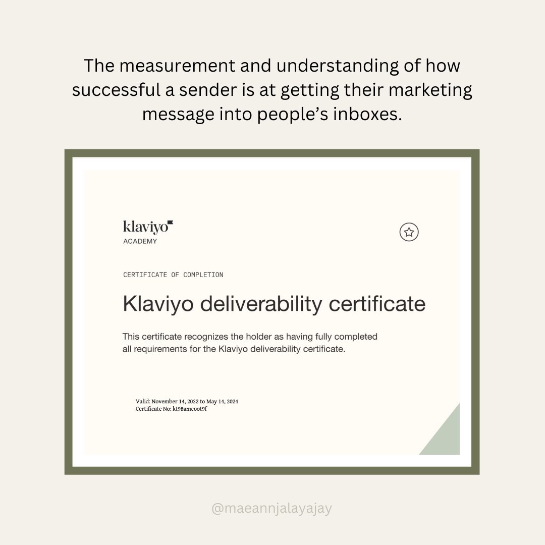 klaviyonatics's tweet photo. The measurement and understanding of how successful a sender is at getting their marketing message into people’s inboxes. 

#klaviyo #emailmarketing #emails #EcommerceTips #ecommerce https://t.co/cwmh8AWjRZ