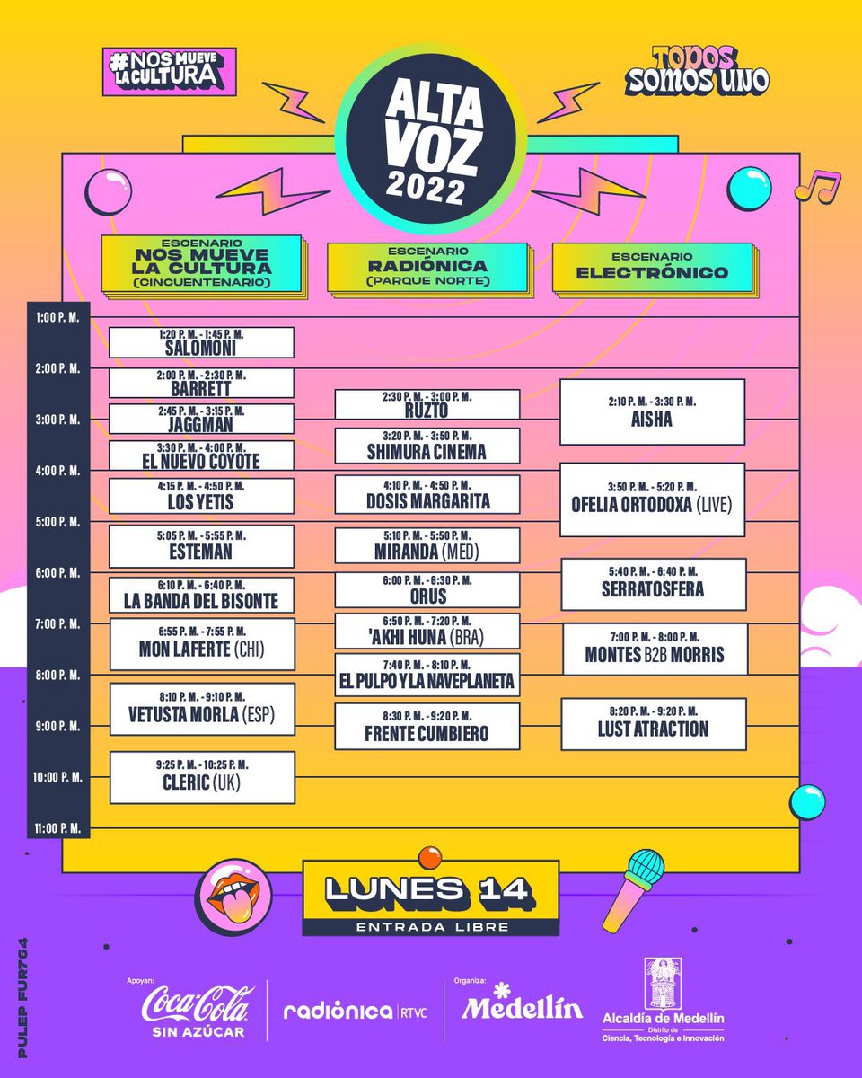 informartemed's tweet photo. #Cultura| Les compartimos la programación del último día de @Altavozfest, un encuentro a través de la música. https://t.co/EDPpXfeNnI