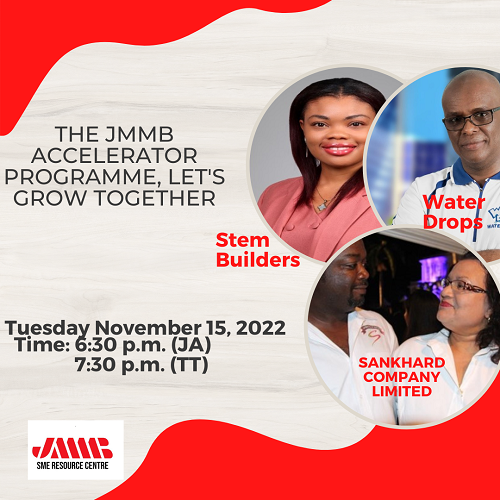 jmmbgrouptt's tweet image. 𝗥𝗲𝗴𝗶𝘀𝘁𝗲𝗿 𝗧𝗼𝗱𝗮𝘆!

We invite you to our " The JMMB Accelerator Programme, Let Grow Together".

📅 Date: Tuesday November 15th
⏰ Time: 7:30pm TT
💻bit.ly/3Aet7aF

#jmmbtt  #JMMBSME #back2busines #SME #businessowners