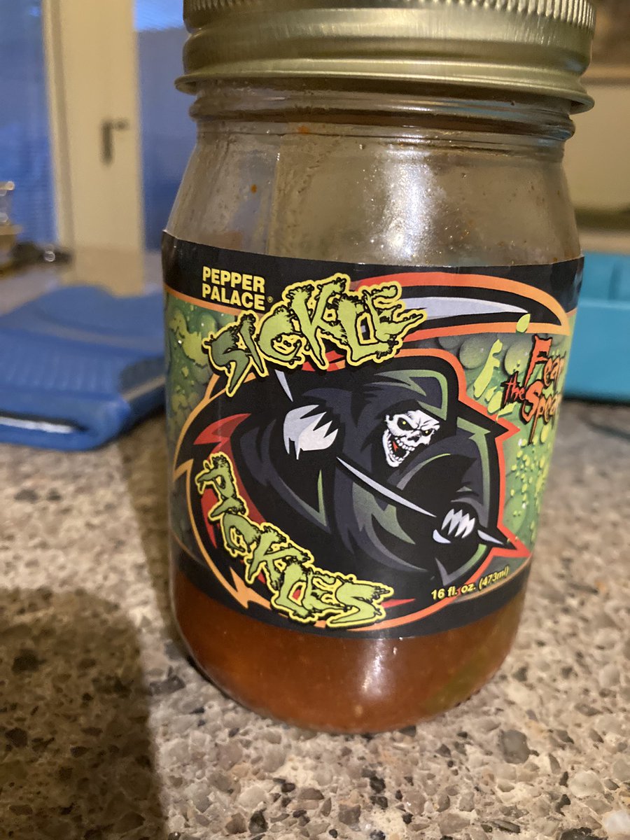 realvikingerik's tweet photo. Dropping in for #nationalPickleDay with the #PicklePunks. These Sickle Pickles are actually too hot. The juice is red! 😳😳 https://t.co/sM1EnTu0Bk
