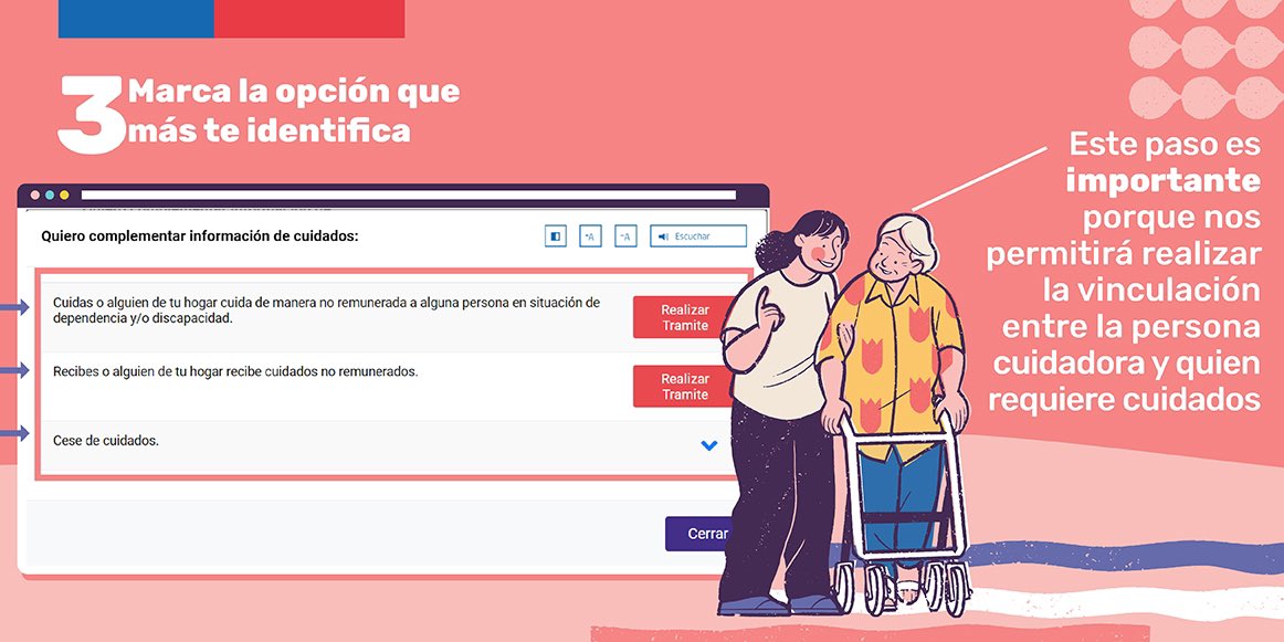 Marca las opciones que más te identifica. Este paso es importante porque nos permitirá realizar la vinculación entre la persona cuidadora y quien requiere cuidados