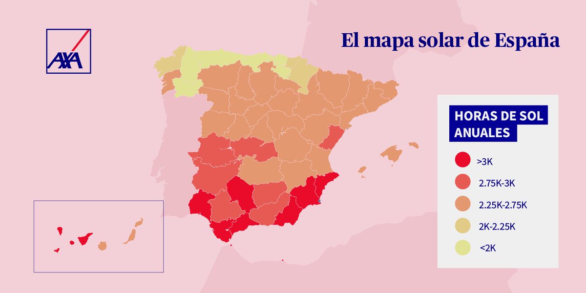¿Estás considerando pasarte a la energía solar fotovoltaica en casa? Este es el mapa solar de España, una pequeña guía para saber las horas de sol con las que contarás para generar dicha energía 🏡​☀​⛅​🌦