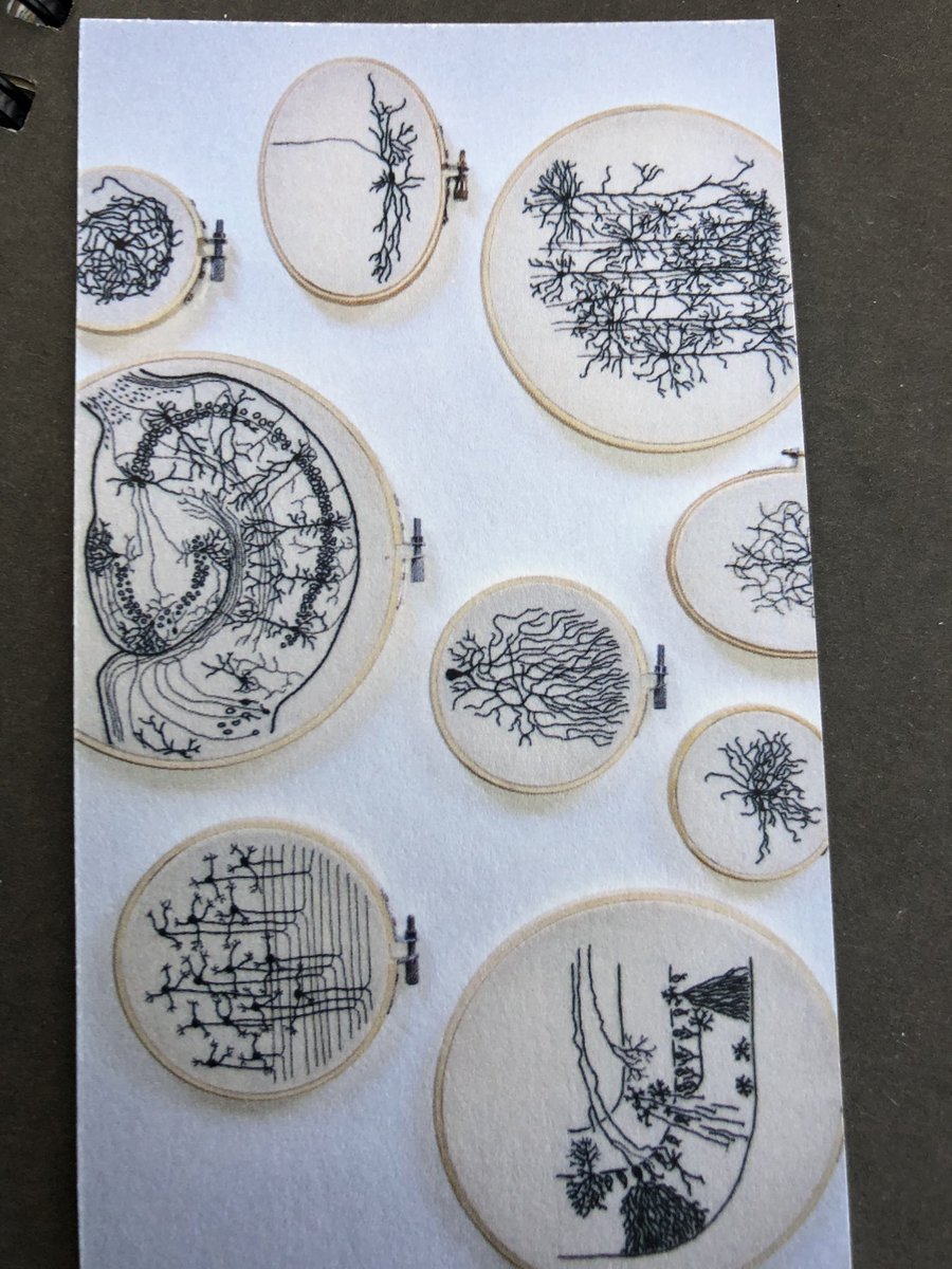 Really cool neuro themed crossstitch by <a href="/ScienceHew/">Dr. Lauren Hewitt 🔬🏳️‍🌈✨</a> at #SfN22! Including DIY kits to sew your own brain! So cool!