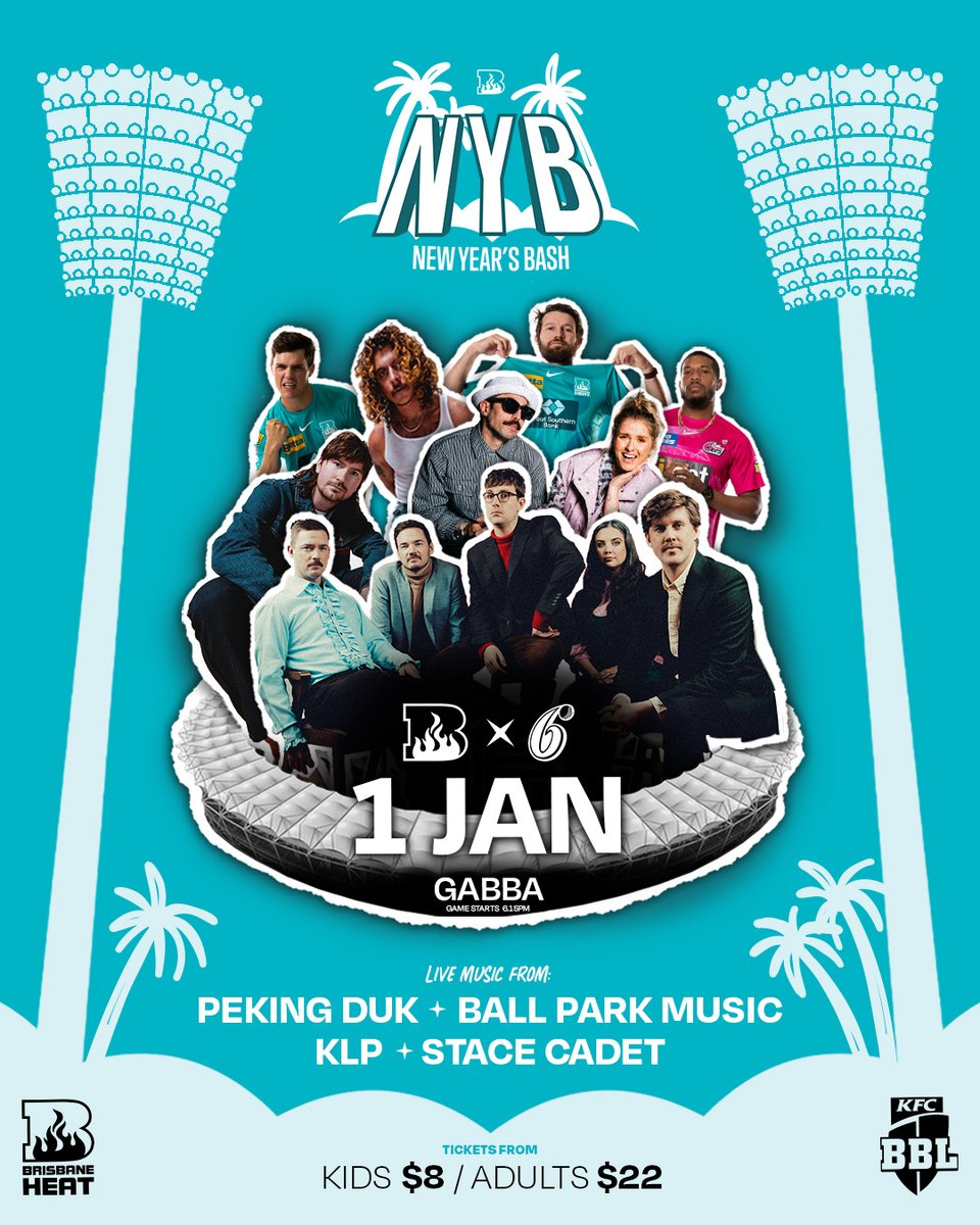 Kicking off the New Year with a BANG-er… 🎶

Introducing, New Year’s Bash! 🌴💥

Ft. <a href="/pekingduk/">Peking Duk</a> <a href="/ballparkmusic/">Ball Park Music</a> <a href="/klpmusic/">KLP</a> <a href="/stacecadetmusic/">Stace Cadet</a>
🎫 brisheat.com/nyb | #BringTheHEAT #BBL12
