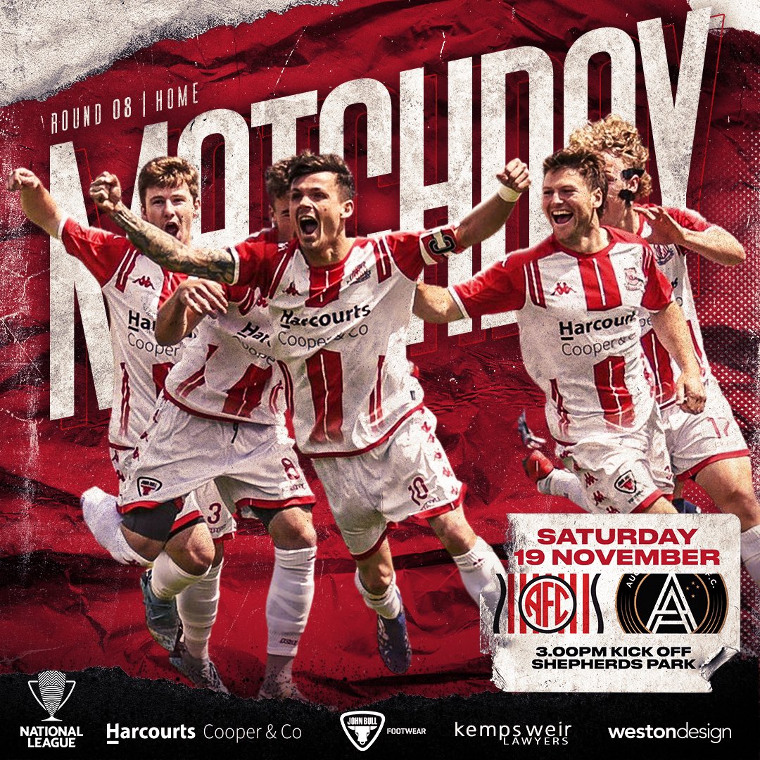 Birkenhead United AFC (@buafc_nz) on Twitter photo Make sure you head on down to Shepherds Park on Saturday to watch the boys in action against <a href="/Auckland_United/">Auckland United F.C.</a> for the last time at home in 2022.
🔴⚪️🔴⚪️
#NZNationalLeague
<a href="/WestonDesignNZ/">Weston Design</a>
<a href="/HarcourtsCandC/">Harcourts Cooper&Co</a>
John Bull Footwear
Kemps Weir Lawyers Make sure you head on down to Shepherds Park on Saturday to watch the boys in action against <a href="/Auckland_United/">Auckland United F.C.</a> for the last time at home in 2022.
🔴⚪️🔴⚪️
#NZNationalLeague
<a href="/WestonDesignNZ/">Weston Design</a>
<a href="/HarcourtsCandC/">Harcourts Cooper&Co</a>
John Bull Footwear
Kemps Weir Lawyers