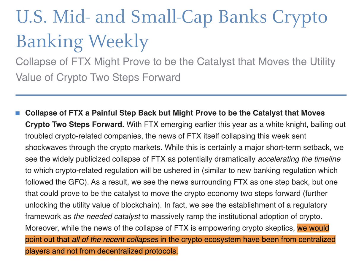 Kudos to <a href="/jpmorgan/">J.P. Morgan</a> for recognizing that this whole FTX mess is one of centralized finance, and not of decentralized protocols.

markets.jpmorgan.com/research/email…