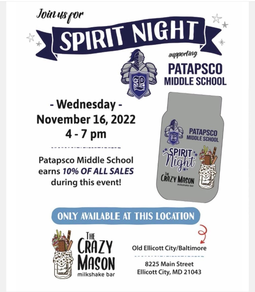 hcpss_pms's tweet photo. Milkshake for dinner? Why not?! Go this Wednesday. https://t.co/bEhw7zbogB