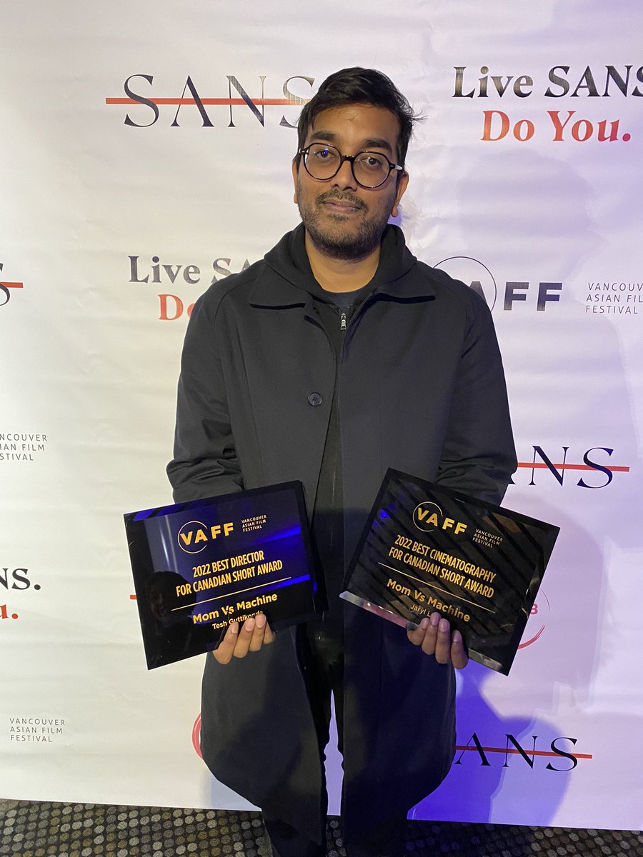 Crazy8sFilm's tweet image. Congrats to @Crazy8sFilm @MomVsMachine for receiving @VAFFvancouver #VAFF Canadian short film Best Director for Tesh Guttikonda presented by @DGCBC &amp;amp; Best Cinematography for @jaryllim_dp presented by @ICG669. #Crazy8sFilms23 Top 40 announced tomorrow!