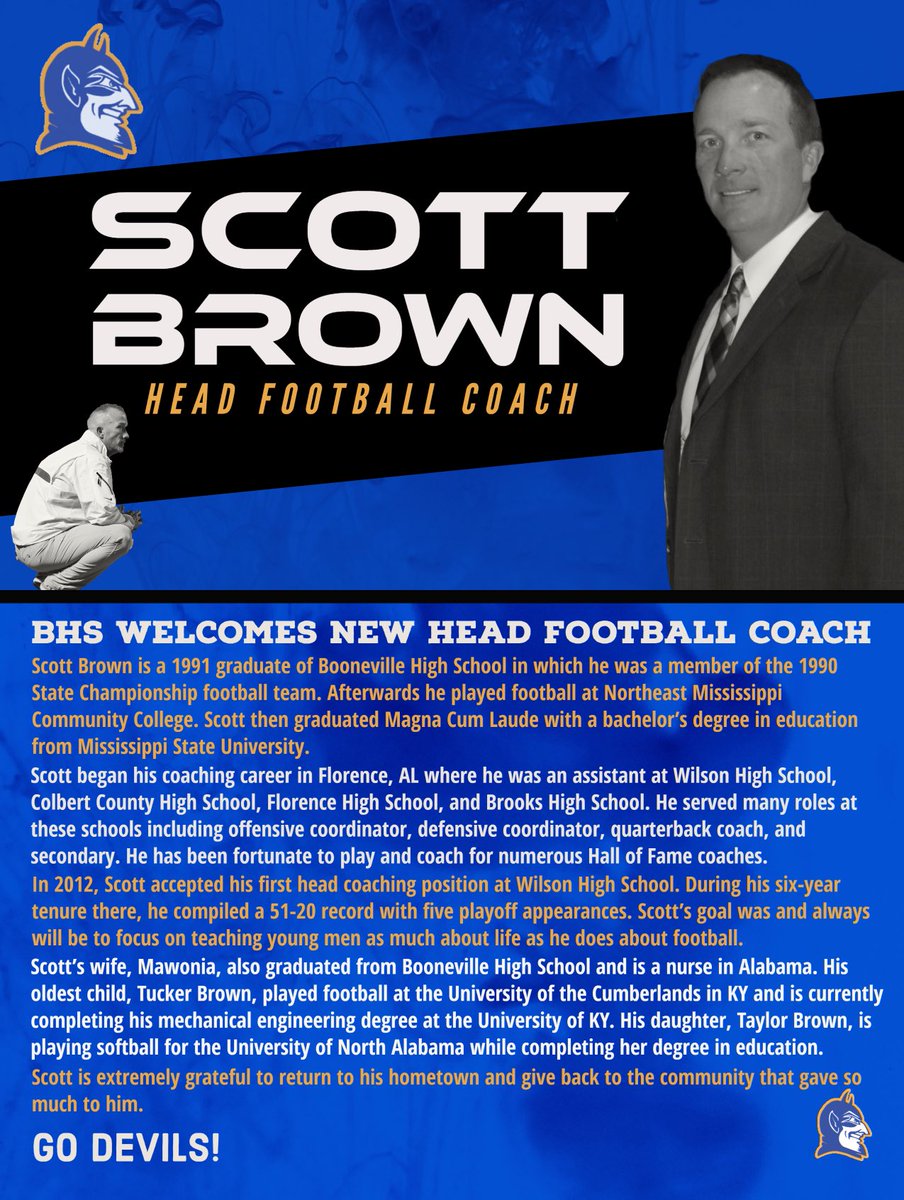BHSDevils1's tweet photo. Welcome Coach Scott Brown!
#BlueDevilStandard https://t.co/OBh2ZNM6Yk
