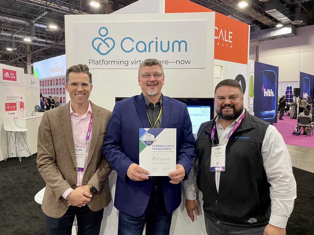 cariumcares's tweet image. Today at #HLTH2022, we were presented an award for Cybersecurity Transparency! 🔒

Thank you to @KLASresearch &amp;amp; @censinet for their joint mission to improve cybersecurity preparedness.

This designation is an example of our continued commitment to healthcare security.