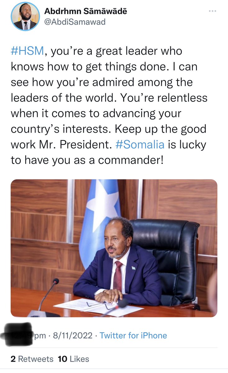 Somali_Lawyer's tweet photo. @AbdiSamawad @HassanSMohamud @HamzaAbdiBarre @TheVillaSomalia I am glad you admitted to be an #apologist of @HassanSMohamud and his #DAMSIMAD admin. Your source of evidence is an alleged #pedophile and another abhorrent #MBB agitator. I’d believe the victim’s account any day. As I am not interested in your straw man, I can now rest my case. https://t.co/js2eQVK67N