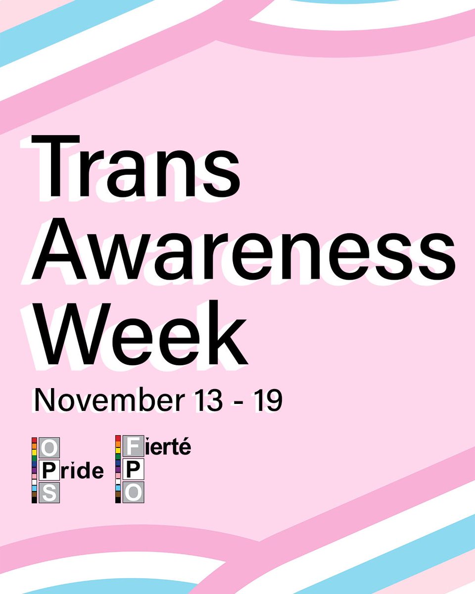 From November 13 to 19, the 2SLGBTQIA+ community and its allies celebrate Trans Awareness Week! Let's do our part to learn more about trans and gender non-conforming people and address the systemic issues members of the community face. #TransAwarenessWeek #pride