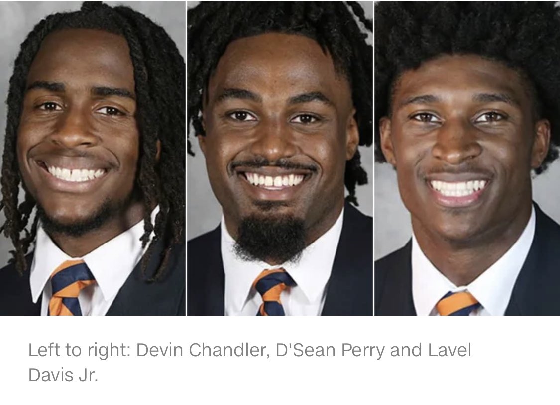 ICDurham's tweet photo. We invite all to join us in praying for the community of @UVAFootball and @UVA, the wounded students, and for these young men whose lives were cut short and their families who will never again see these beautiful smiles. 

May perpetual light shine upon them… https://t.co/tlqq3tn9z4