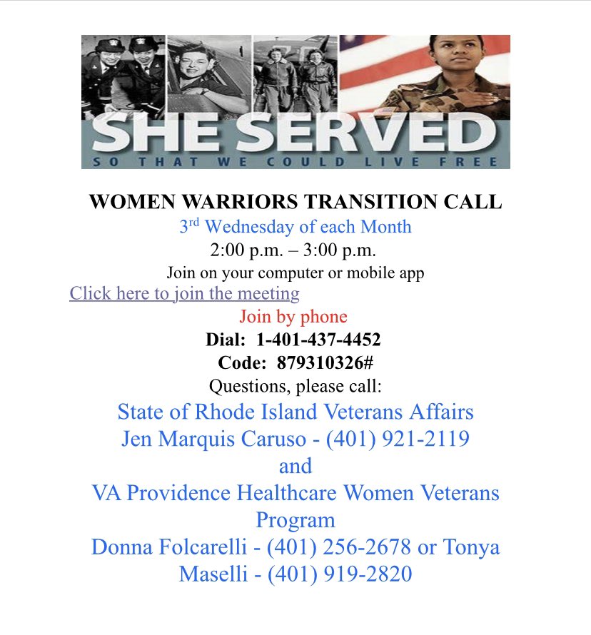 In partnership with <a href="/VAProvidence/">VAProvidence</a>, we have a number of programs and services to assist Women Veterans. Join us for one of the many programs, meetings, and support groups available to women who have served.
