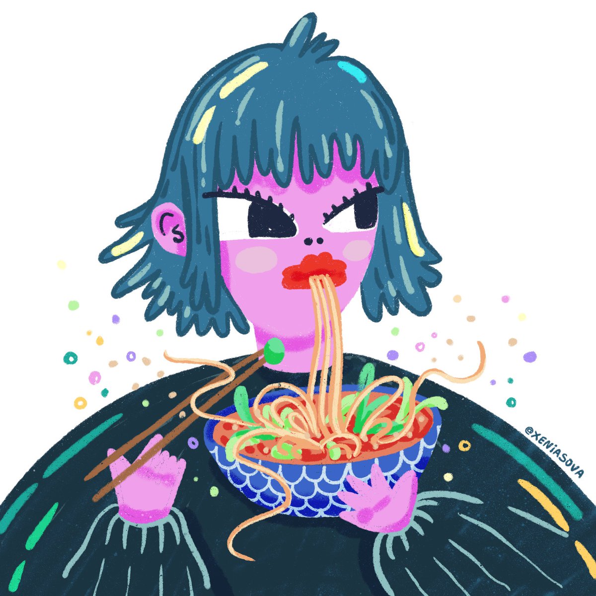What’s your favorite noodles?💚
#DigitalArtist #illustrationart