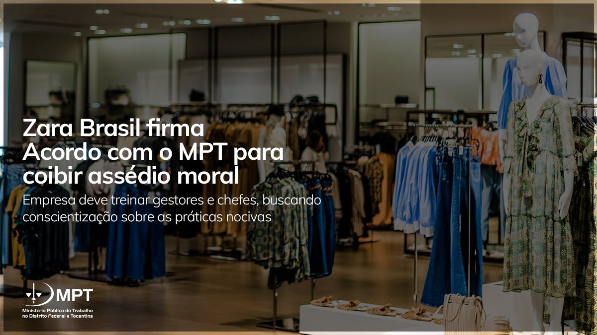 O MPT-DF firmou Acordo com a Zara Brasil nos autos da Ação Civil Pública ajuizada em dezembro de 2019, prevendo o cumprimento de obrigações de fazer e não fazer.

O Acordo foi homologado pelo juízo da 21ª Vara do Trabalho de Brasília (DF).

Saiba mais: link.mpt.mp.br/2cj2rmH