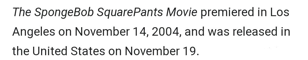 SBMovieBot's tweet photo. THE SPONGEBOB MOVIE FIRST PREMIERED 18 YEARS AGO TODAY https://t.co/w0UBUPTjPZ