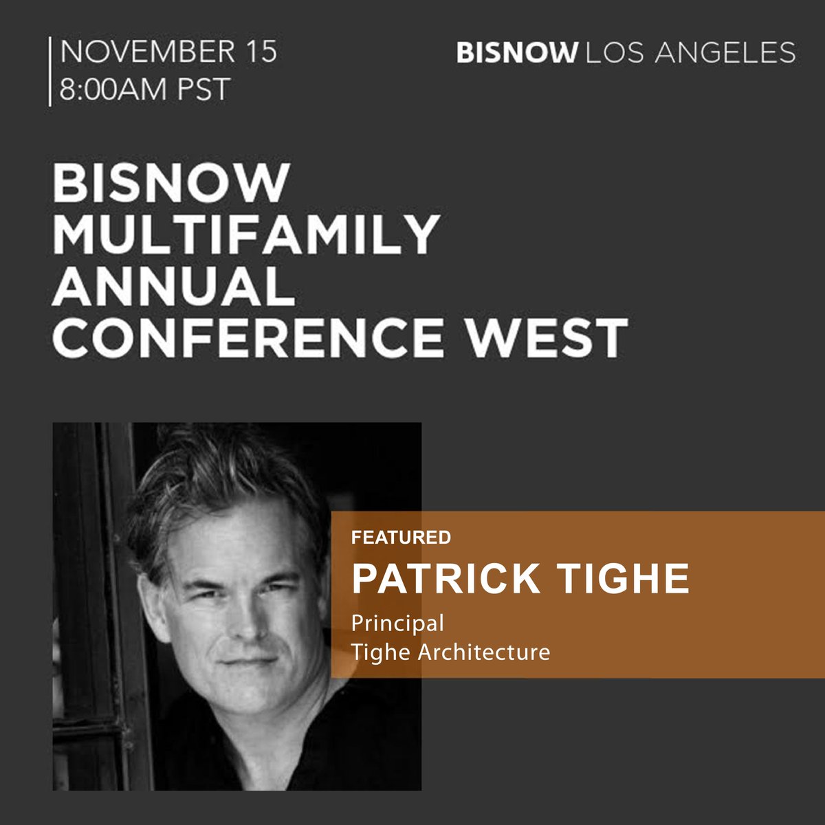 patricktighe's tweet photo. Patrick Tighe is thrilled to be presenting at the Annual Bisnow Multifamily Conference in Downtown LA.

Tighe will discuss Affordable Housing (along with market rate), the differences, design process, entitlements, new state laws and more.

#bisnow #affordablehousing #conference https://t.co/S2cmxeWlV5