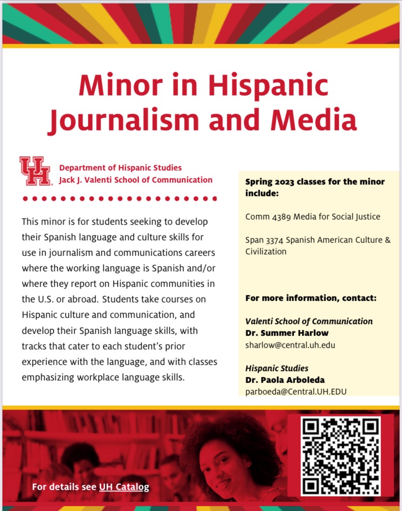 ¿Estás tomando cursos de español y comunicación? 💭 ¡Quizás te falte poco para terminar el minor en Hispanic Journalism &amp; Media! 

Are you taking Spanish and communication courses? Maybe you're almost done with the Hispanic Journalism and Media minor!

#universityofhouston