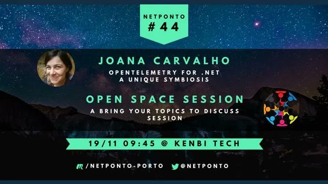 NetPonto's tweet photo. November welcomes the fall 🍁, the roasted chestnuts 🌰, and our next open meetup! 🙌

Join us on Saturday, November 19th on Kenbi Tech offices for a keynote about OpenTelemetry for .NET with @radra and an Open Space session.

🗓️ RSVP now: https://t.co/YnFNAbAp0B https://t.co/5NE5PCQgoK