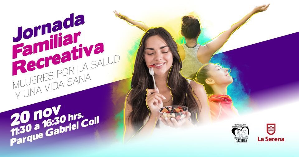 munilaserena's tweet photo. 🙋♀️Este 20 noviembre participa en Jornada Familiar Recreativa en #parquecoll "Mujeres por la Salud y Vida Sana". Presentaciones artísticas, yoga, baile entretenido, comida saludable y + en esta instancia organizada por agrup. Guatita de Delantal y apoyada por nuestro municipio. https://t.co/BvgPPUhUF7