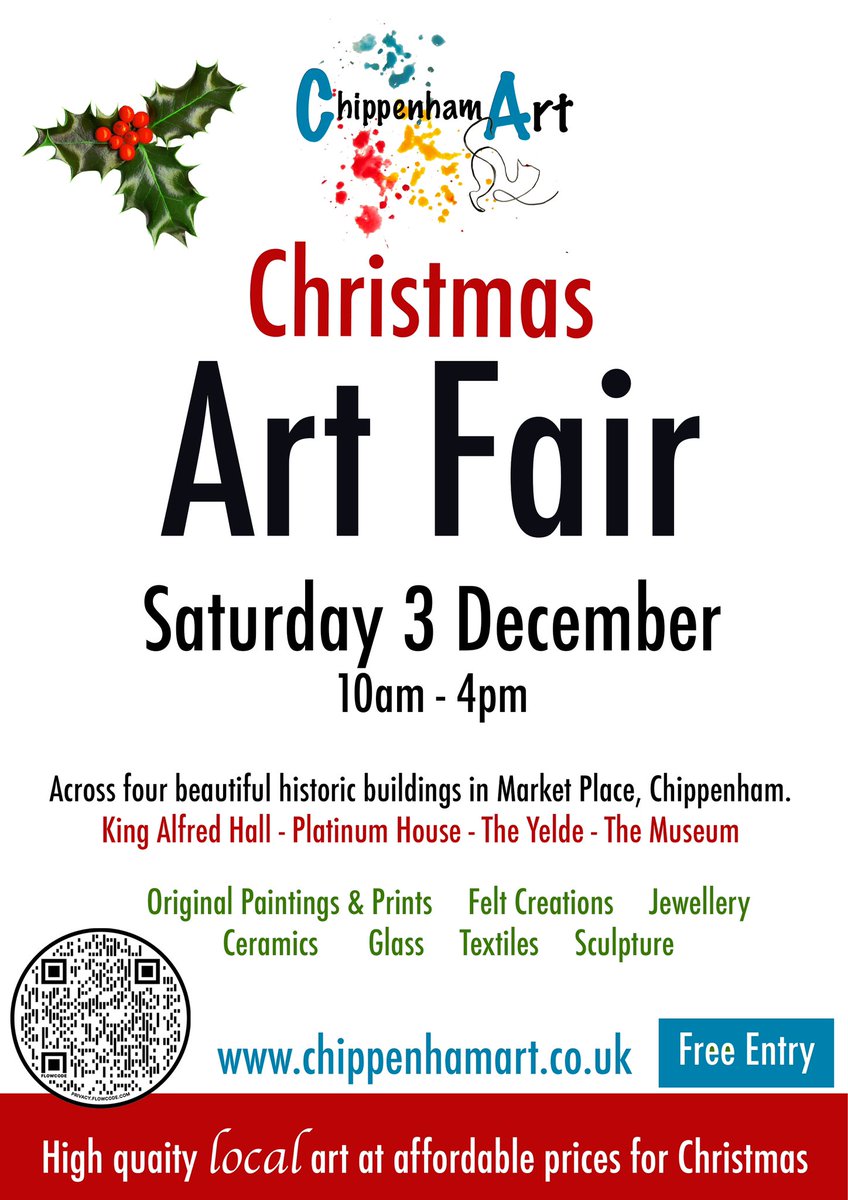 Good evening #WiltsHour
An exciting date for your diary!
Come and meet an amazing group of artists and find those unique Christmas gifts 🎁👩‍🎨
#christmas2022 #ArtistOnTwitter #MHHSBD #chippenham #artfair