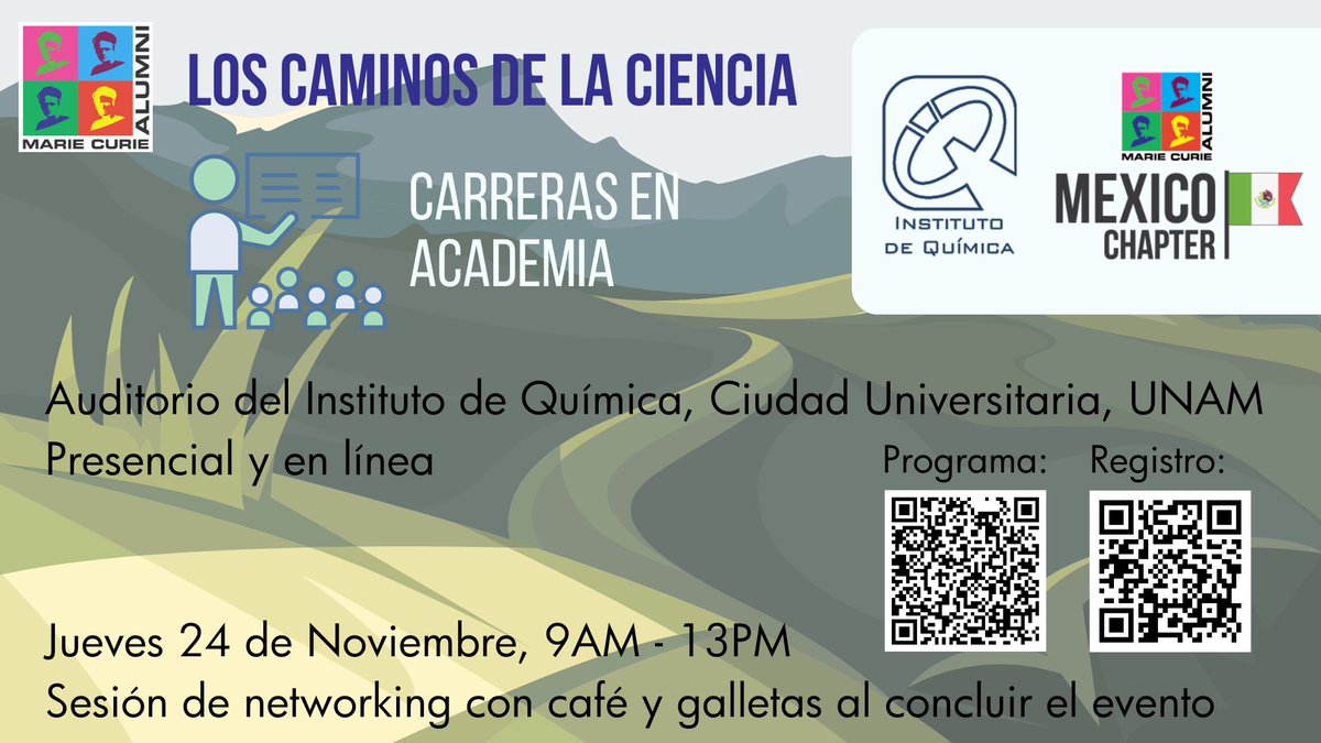 Les recordamos que el 24/Nov tendremos nuestro simposio sobre carreras académicas, no falten! Nuestrxs panelistas compartirán sus experiencias, su paso por el programa #MSCActions y nos contarán de sus áreas de trabajo. Acompáñanos!