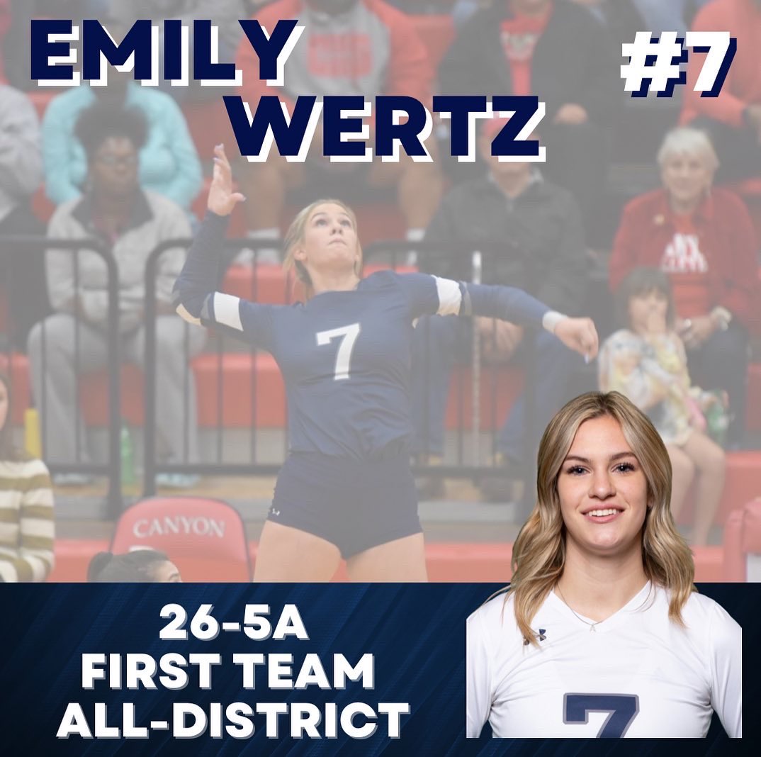 And now for our 26-5A First Team All-District athletes! Congratulations to Marlowe, Lillie, Morgan, and Emily on bringing home this fantastic honor! You are all so deserving and have worked so hard for this! #svvb2022