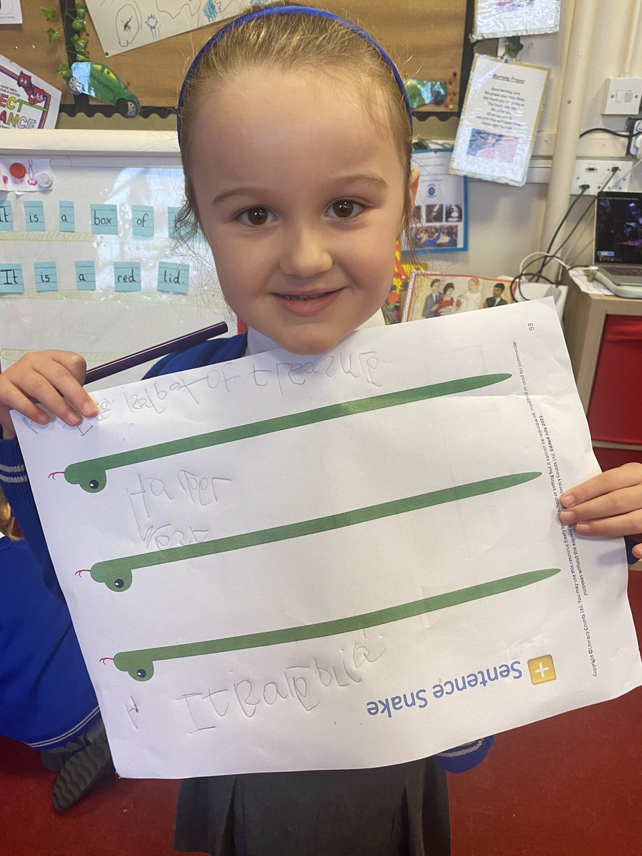 StAloysiusL36's tweet photo. Reception are really enjoying their new @LiteracyCounts1 text ‘Star In a Jar.’ Today, we played the sentence snakes game and the children were eager to write the sentences down on their own sentence snakes. Well done, children! 🌟 #Reception2022 #EarlyLiteracy #ReadToWrite #EYFS https://t.co/0dFpwMUfoJ