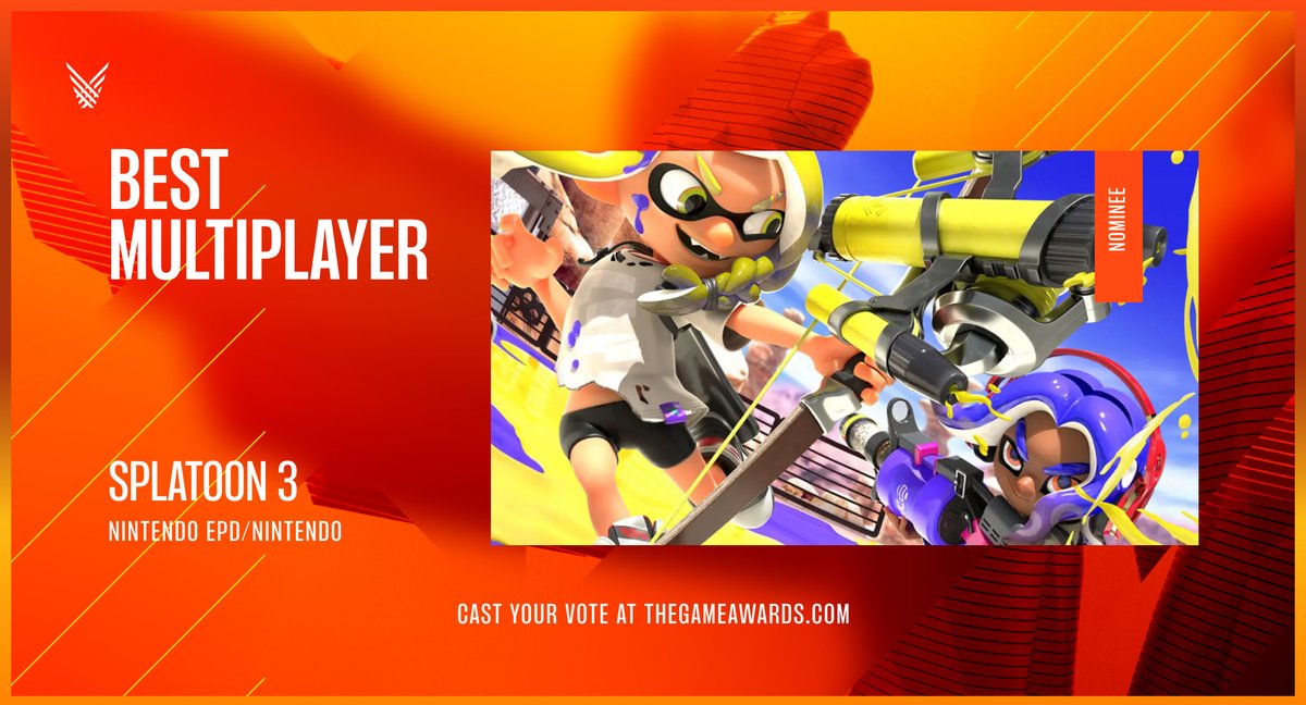thegameawards's tweet photo. @SplatoonNA @NintendoAmerica Congratulations on your Best Multiplayer nomination! #TheGameAwards

Vote now at https://t.co/ExP93r9Pcq https://t.co/zhoLHPtvla
