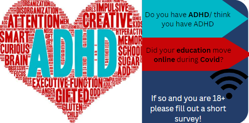 EmilyDa02708656's tweet photo. Attention #adhdtwitter! Did you have #Onlineclasses  during #COVID19? 
We're investigating the #Online #communication experiences of #students with #ADHD!
Please share your online communication experiences with us, link below:https://t.co/ROxjsXX901
#education #universitystudents https://t.co/meosHdkAgT