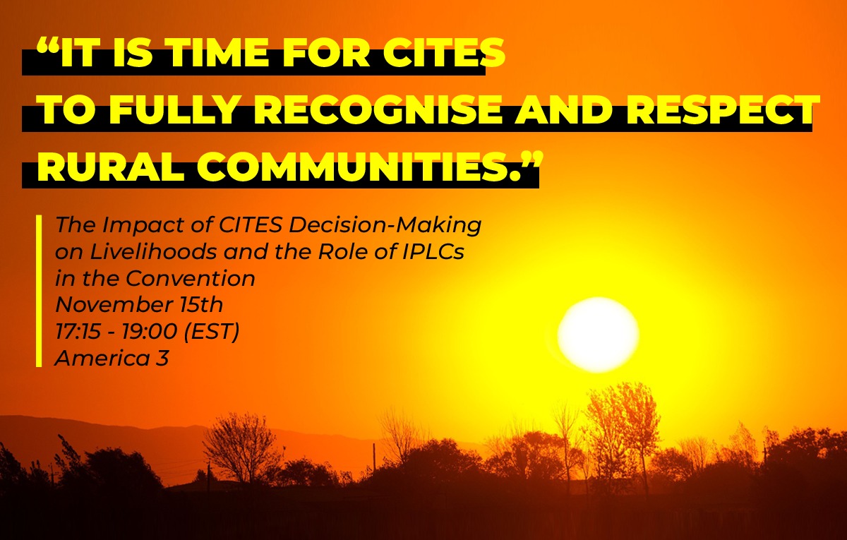 African Parties are calling on #CITESCoP19 to create a formal mechanism for rural communities to engage with the Convention. At our side event tomorrow, Zimbabwe will present Doc.15 showing how this will be possible within CITES structures. <a href="/lubilo_rodgers/">Rodgers Lubilo</a> will give his thoughts.