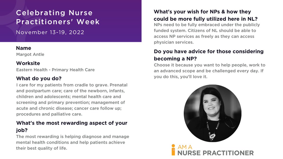 RNU_NL's tweet photo. "The most rewarding is helping diagnose and manage mental health conditions and help patients achieve their best quality of life." - Margot Antle, NP

NP Week is a time to celebrate NPs &amp; raise awareness of the exceptional care they provide.

Learn more about Margot⬇️ #NPProud https://t.co/04S13QvnjJ
