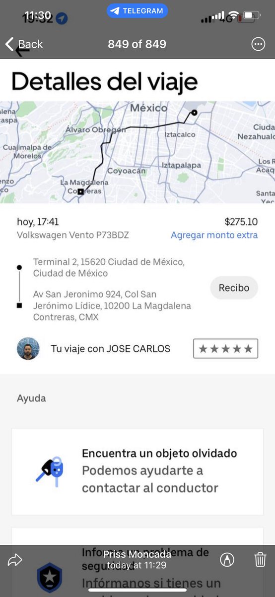 vaniamoncada's tweet photo. #compartir Este conductor, no me esperó (me bajé a la farmacia) terminó el viaje y se fue con mi maleta (con laptop, pasaporte y visa). No puedo contactarme con @Uber_MEX y obviamente el conductor no me contesta. Que clase de gente está en esta empresa? Esto pasó en #cdmx #mexico https://t.co/bySHOH3Qbd