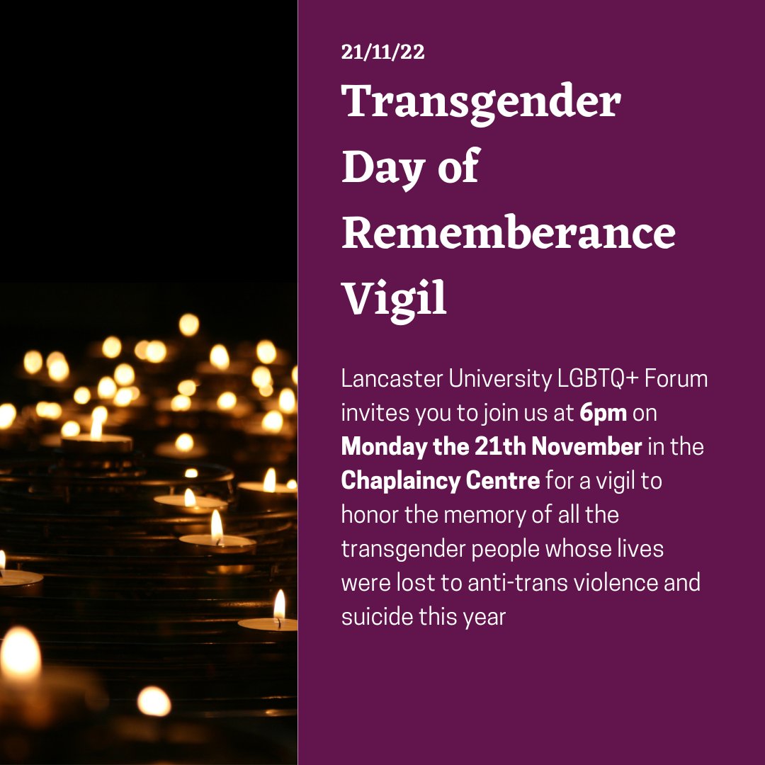 Our vigil for Transgender Day of Remembrance is next Monday.