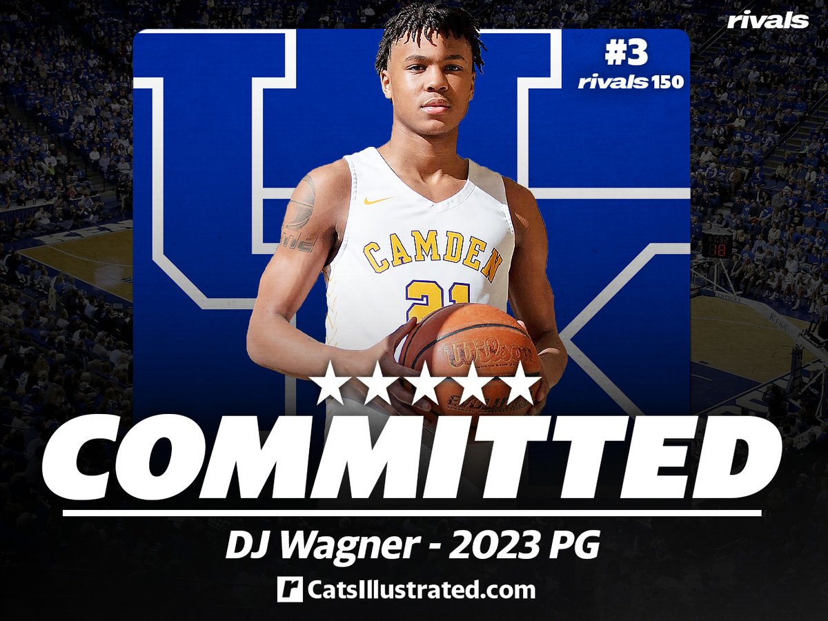 RivalsHS's tweet photo. 🚨 COMMITMENT ALERT🚨

Kentucky lands ⭐️⭐️⭐️⭐️⭐️ DJ Wagner 

“The atmosphere at Kentucky is crazy. I’ve gotten to go out there and it’s nuts. The fans down there definitely love basketball.”

@Cassidy_Rob with more:

https://t.co/V3ZdDoBSiF https://t.co/VJ4oonFqNg