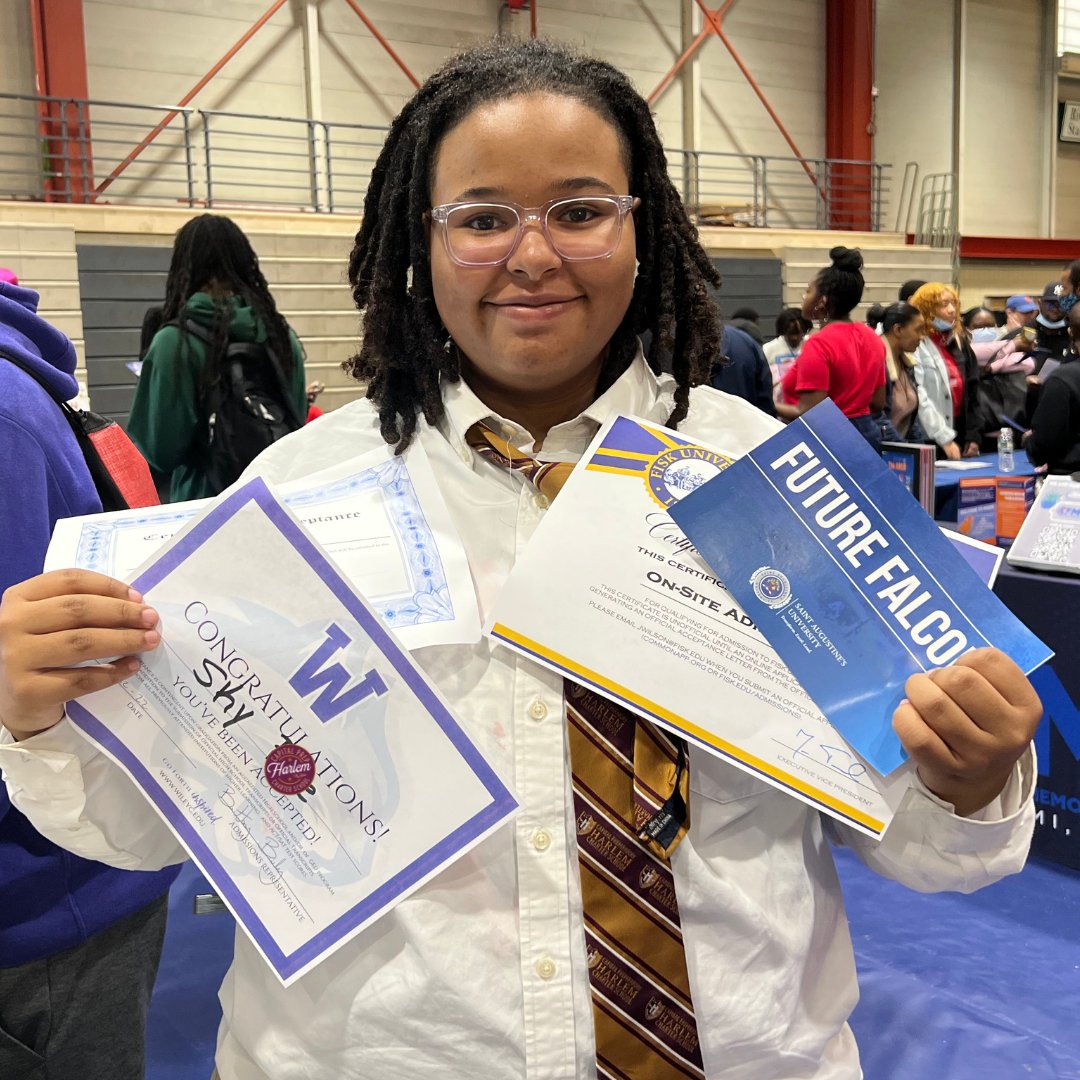 CprepHarlem's tweet photo. Acceptances kept rolling in for our #CPREPHarlem scholars during The Malcolm Bernard HBCU Fair this past weekend! This is how you change the world. @DrStevePerry #WeAreCollegeBound #WeAreCapitalPrep @fiskuniversity @VSU_1882 @CoppinStateUniv @WileyCollege @SAU_News https://t.co/8WVkgDsdsc