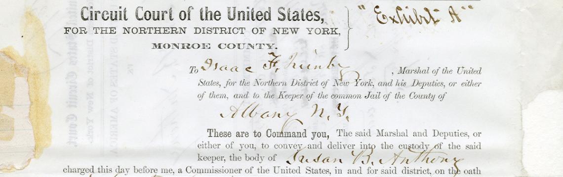 Now on display at the National Archives Museum: the original 1872 order directing the U.S. Marshals to take Susan B. Anthony to jail for illegal voting. 

ow.ly/uezN50LCVmC
#suffrage #voting