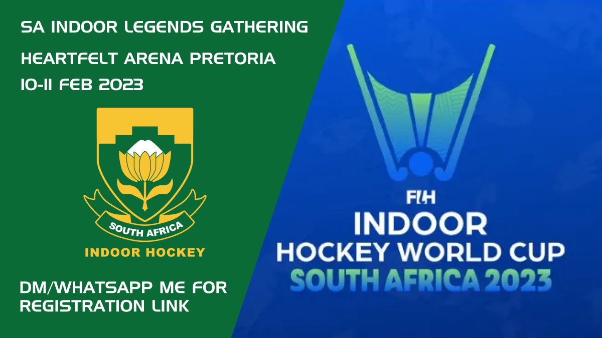 Putting together a gathering of SA Indoor Hockey legends (anyone who has played an official or unofficial test for SA since '79)... DM for details! #IHWC2023