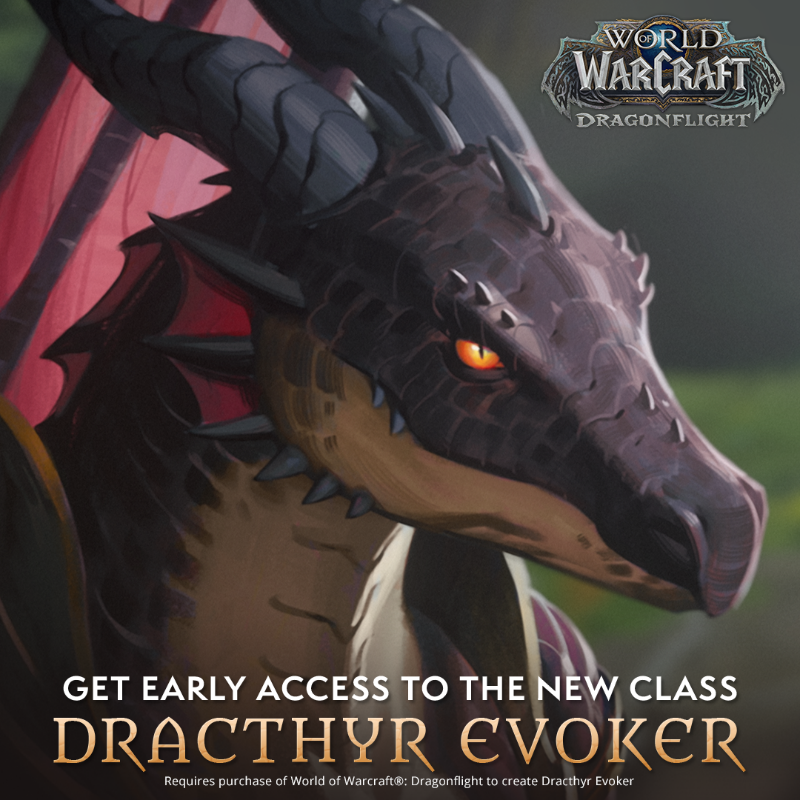 Warcraft's tweet photo. Create your Dracthyr Evoker today, the all new class &amp; race combo that harnesses the power of all Dragonflights