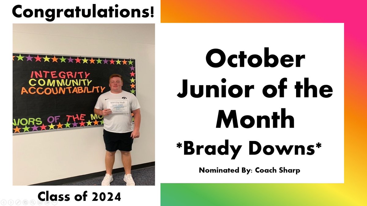 Congratulations to Brady Downs for being selected as one of our Students of the Month for October. Keep up the great work!