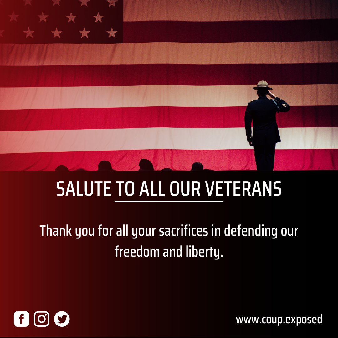 CoupStolen's tweet photo. We won't forget to extend our gratitude to all our veterans, and their loved ones, who have fought to defend our freedom and liberty.

We may continue to follow their good examples to keep our freedom alive.

#COUP #CoupStolen #DrakeAlexander #Veterans #VeteransDay #Heroes https://t.co/py9MgmbvFf