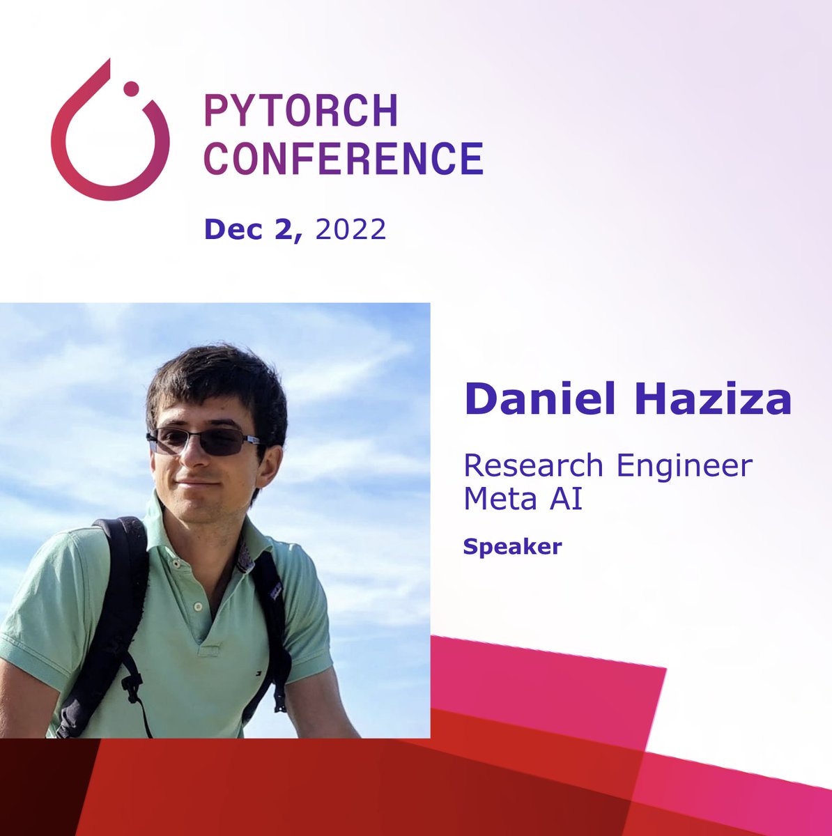 I’m looking forward to presenting xFormers at #PyTorchConference. Read more on github.com/facebookresear…. My @PyTorch talk will be livestream on Dec. 2nd on pytorchconference22.splashthat.com