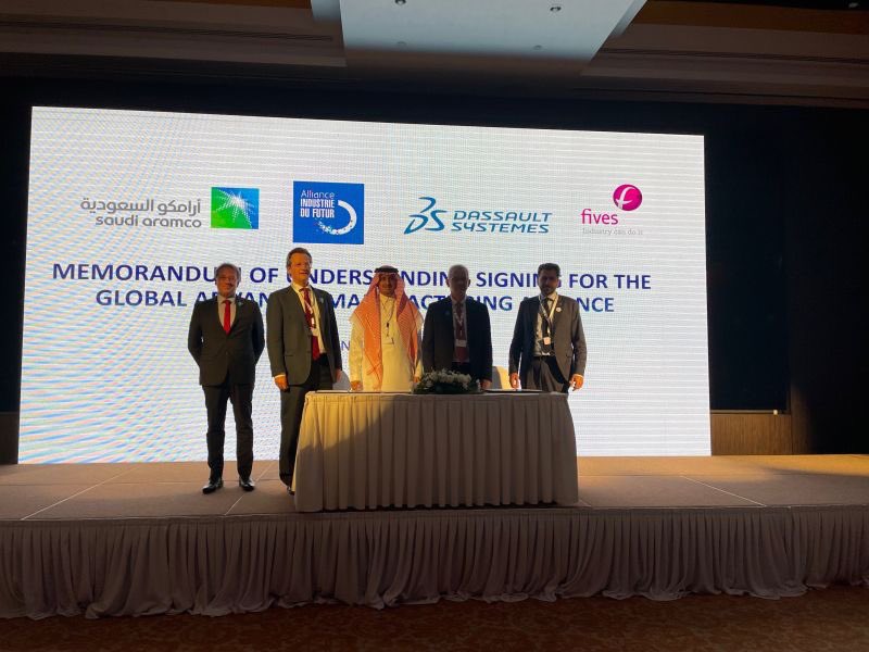What a productive day! 9 French companies are bringing the latest innovations of indus 4.0 to 🇸🇦 Big news today as <a href="/aramco/">aramco</a> #AllianceIndustrieduFutur, #3ds &amp; #Fives signed an MoU ✍  for creating  the Global Advanced Manufacturing Alliance 🚀🇸🇦🇫🇷🏆🚀 #chooseFrance