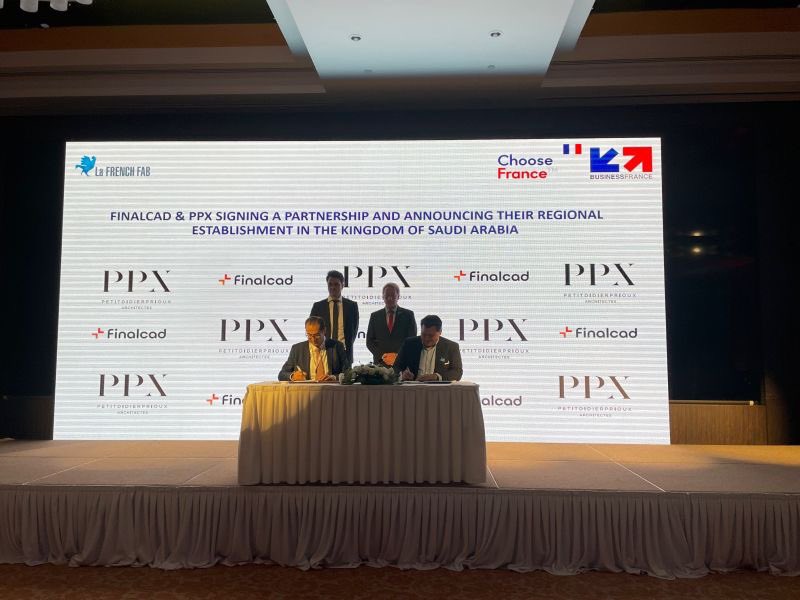 Boulaouiner's tweet photo. #Finalcad 🇫🇷 start up in the digital solution for construction software management specialist. & PETITDIDIERPRIOUX represented by #Antoine Moussa signed the opening of the regional office of Finalcad in Riyadh 🇫🇷🇸🇦🏆 ✅ target digitalized buildings, infras and energy projects. https://t.co/7Mp6iFnyqw